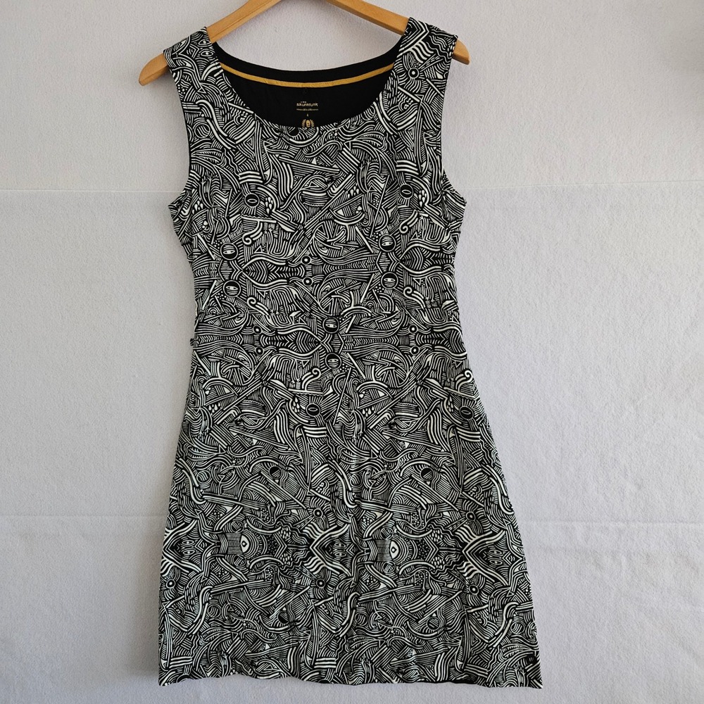 Skunkfunk x GREMS Reversible Dress Black White Geometric Print Sleeveless Size 2